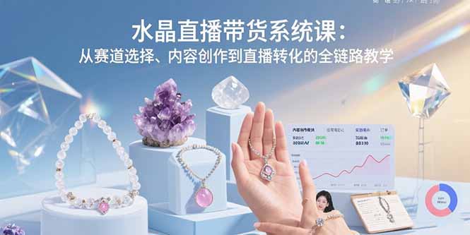 水晶直播带货系统课：从赛道选择、内容创作到直播转化的全链路教学网赚项目-副业赚钱-互联网创业-资源整合御文网赚