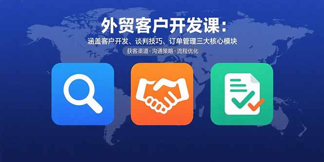 外贸客户开发课：涵盖客户开发、谈判技巧、订单管理三大核心模块网赚项目-副业赚钱-互联网创业-资源整合御文网赚