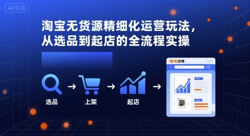 淘宝无货源精细化运营玩法，从选品到起店的全流程实操网赚项目-副业赚钱-互联网创业-资源整合御文网赚