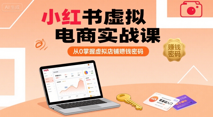 小红书虚拟电商实战课，从0掌握虚拟店铺賺钱密码网赚项目-副业赚钱-互联网创业-资源整合御文网赚