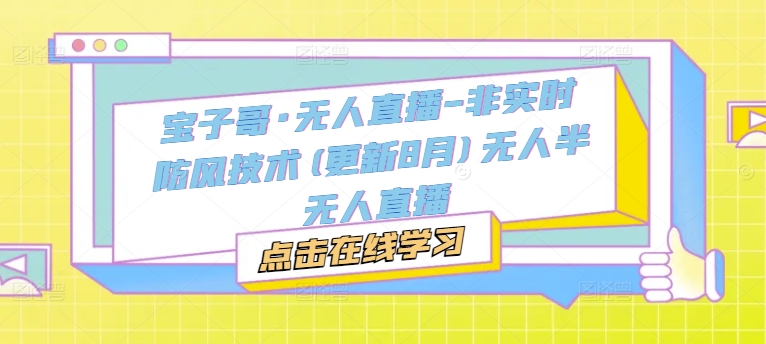 宝子哥·无人直播-非实时防风技术(更新25年5月)无人半无人直播网赚项目-副业赚钱-互联网创业-资源整合御文网赚