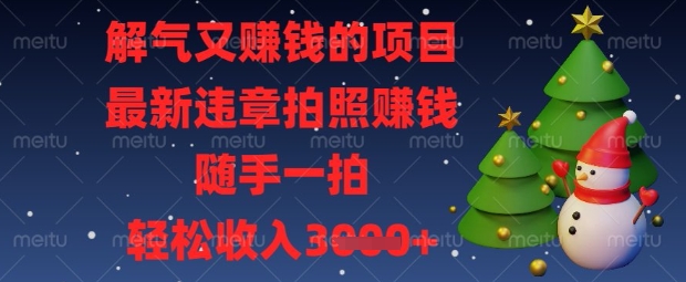 解气又挣钱的项目，最新违章拍照挣钱，随手一拍，轻松收入数张【揭秘】网赚项目-副业赚钱-互联网创业-资源整合御文网赚