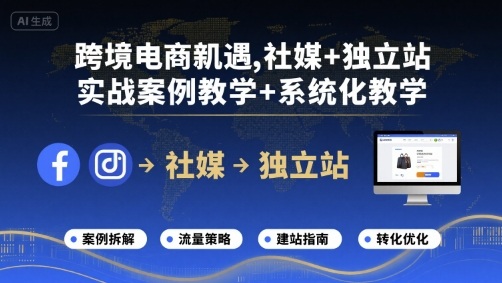 跨境电商新机遇，社媒+独立站，实战案例教学+系统化教学网赚项目-副业赚钱-互联网创业-资源整合御文网赚