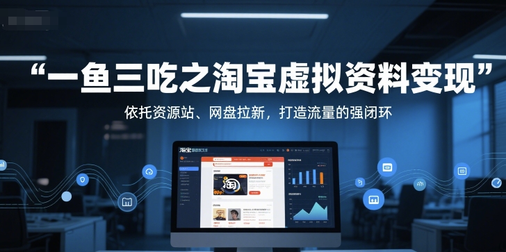 一鱼三吃之淘宝虚拟资料变现，依托资源站、网盘拉新，打造流量的强闭环网赚项目-副业赚钱-互联网创业-资源整合御文网赚