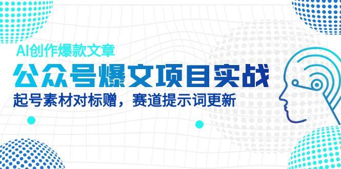 公众号爆文项目实战，AI创作爆款文章，起号素材对标赠(附赛道AI提示词网赚项目-副业赚钱-互联网创业-资源整合御文网赚