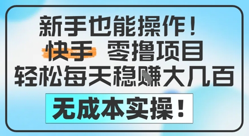 新手也能操作，快手零撸挣米，轻松每天挣2-5张，完全无成本网赚项目-副业赚钱-互联网创业-资源整合御文网赚