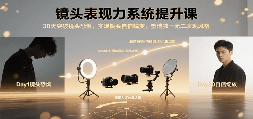 镜头表现力系统提升课，30天突破镜头恐惧实现自信蜕变，塑造独一无二表现风格网赚项目-副业赚钱-互联网创业-资源整合御文网赚