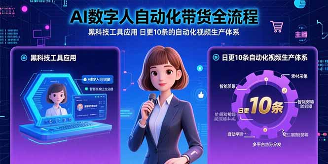 AI数字人自动化带货全流程：黑科技工具应用 日更10条的自动化视频生产体系网赚项目-副业赚钱-互联网创业-资源整合御文网赚