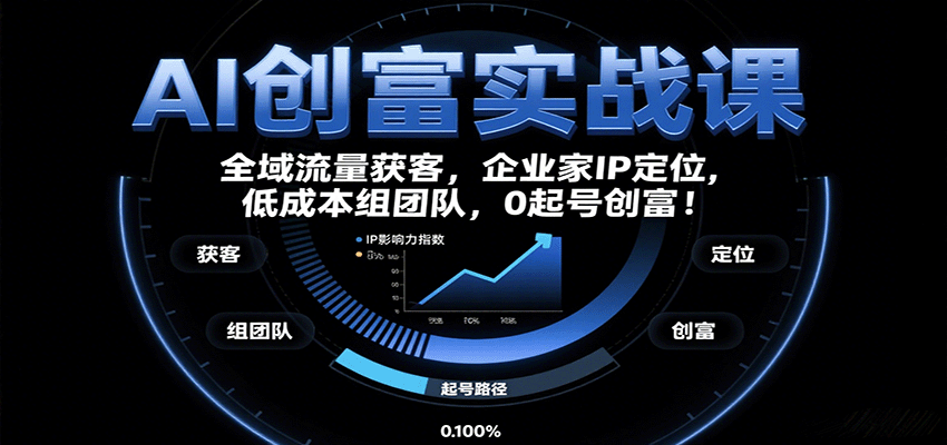 AI创富实战课：企业家IP定位，全域流量获客，低成本组团队，0起号创富！网赚项目-副业赚钱-互联网创业-资源整合御文网赚