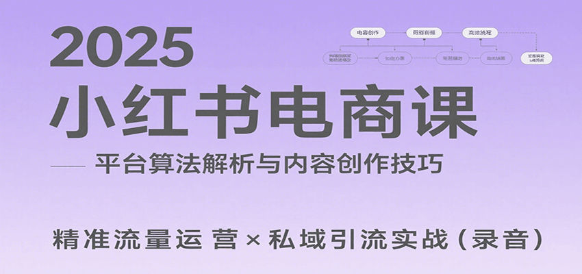 2025小红书电商课：解析算法，创作高转化内容，助力卖家获取流量实现变现(录音)网赚项目-副业赚钱-互联网创业-资源整合御文网赚