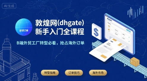 敦煌网(dhgate)新手入门全课程，B端外贸工厂转型必看，抢占海外订单网赚项目-副业赚钱-互联网创业-资源整合御文网赚