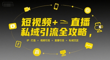 短视频+直播私域引流全攻略，IP打造 +视频引流 +直播引流 +私域沉淀网赚项目-副业赚钱-互联网创业-资源整合御文网赚