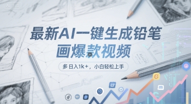 最新AI一键生成铅笔画爆款视频，多平台分发，日 入1k+，小白轻松上手【揭秘】网赚项目-副业赚钱-互联网创业-资源整合御文网赚
