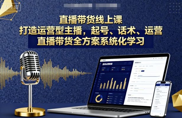 直播带货线上课，打造运营型主播，起号、话术、运营，直播带货全方案系统化学习网赚项目-副业赚钱-互联网创业-资源整合御文网赚