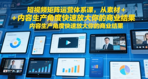 短视频矩阵运营体系课，从素材+内容生产角度快速放大你的商业结果网赚项目-副业赚钱-互联网创业-资源整合御文网赚