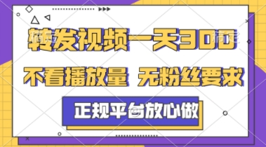 转发视频一天3张+，正规平台放心做，不看播放量，不看粉丝量，一个任务几分钟完成【揭秘】网赚项目-副业赚钱-互联网创业-资源整合御文网赚