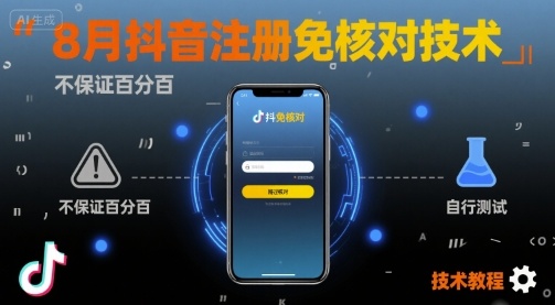 8月抖音注册免核对技术，不保证百分百，自测网赚项目-副业赚钱-互联网创业-资源整合御文网赚