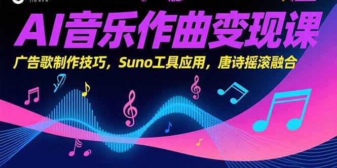 AI音乐作曲变现课，广告歌制作技巧，Suno工具应用，唐诗摇滚融合网赚项目-副业赚钱-互联网创业-资源整合御文网赚