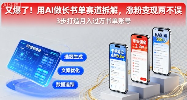 又爆了！用AI做长书单赛道拆解，涨粉变现两不误网赚项目-副业赚钱-互联网创业-资源整合御文网赚