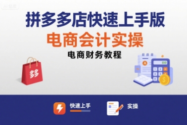 拼多多店快速上手版电商会计实操-电商财务教程网赚项目-副业赚钱-互联网创业-资源整合御文网赚