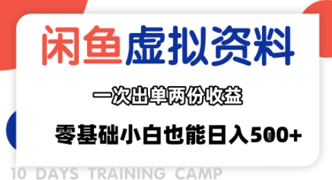 闲鱼虚拟资料新变现玩法，信息差项目，一次出单两份收益，无需囤货，可批量矩阵，零基础小白也能日入多张网赚项目-副业赚钱-互联网创业-资源整合御文网赚