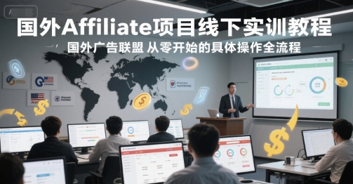 国外Affiliate项目线下实训教程，国外广告联盟从零开始的具体操作全流程网赚项目-副业赚钱-互联网创业-资源整合御文网赚