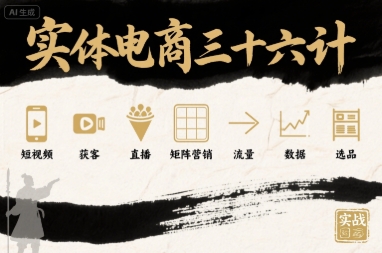 实体电商三十六计，短视频-获客-直播-矩阵营销-流量-数据-选品网赚项目-副业赚钱-互联网创业-资源整合御文网赚