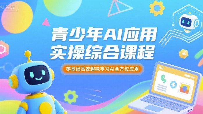 青少年AI应用实操综合课程，零基础高效趣味学习AI全方位应用网赚项目-副业赚钱-互联网创业-资源整合御文网赚
