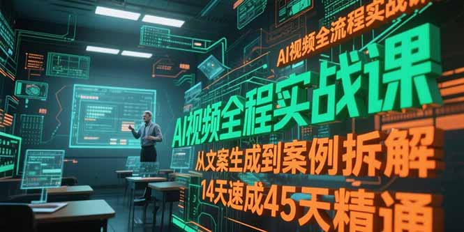 AI视频全流程实战课，从文案生成到案例拆解，14天速成45天精通网赚项目-副业赚钱-互联网创业-资源整合御文网赚