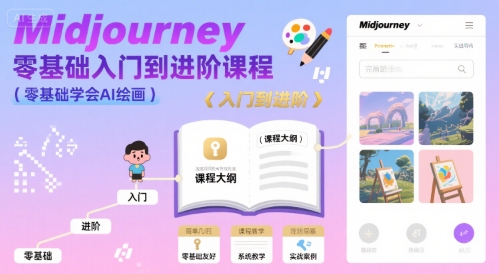 midjourney零基础入门到进阶课程，零基础学会AI绘画网赚项目-副业赚钱-互联网创业-资源整合御文网赚