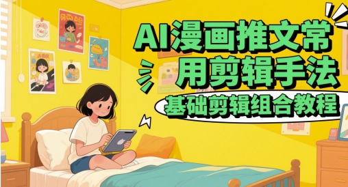 AI漫画推文常用剪辑手法，基础剪辑组合教程网赚项目-副业赚钱-互联网创业-资源整合御文网赚