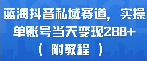 蓝海抖音私域赛道，实操单账号当天变现288+(附教程)网赚项目-副业赚钱-互联网创业-资源整合御文网赚