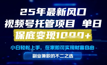 25年最新风口，视频号托管项目，单日保底变现1k+，手把手教学【揭秘】网赚项目-副业赚钱-互联网创业-资源整合御文网赚