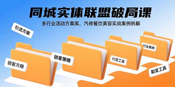 同城实体联盟破局课，多行业活动方案库，汽修餐饮美容实战案例拆解网赚项目-副业赚钱-互联网创业-资源整合御文网赚
