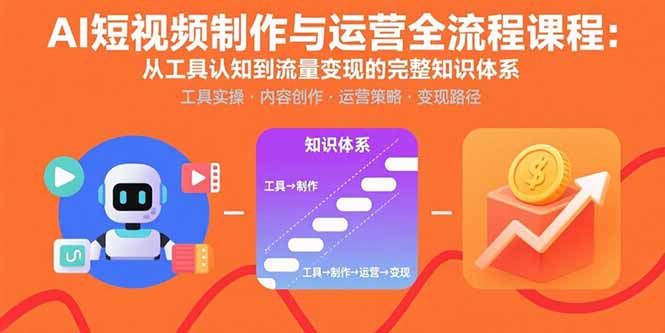 AI短视频制作与运营全流程课程：从工具认知到流量变现的完整知识体系网赚项目-副业赚钱-互联网创业-资源整合御文网赚
