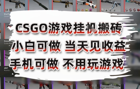 CSGO游戏挂G搬砖，小白纯手机即可操作，不用电脑打游戏，日入3张+，副业网创项目【揭秘】网赚项目-副业赚钱-互联网创业-资源整合御文网赚