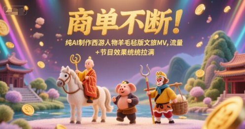 商单不断！纯AI制作西游人物羊毛毡版文旅MV，流量+节目效果统统拉满网赚项目-副业赚钱-互联网创业-资源整合御文网赚