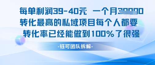 每单利润40一个月7k+转化最高的私域项目，每个人都要的产品转化率已经能做到100%网赚项目-副业赚钱-互联网创业-资源整合御文网赚