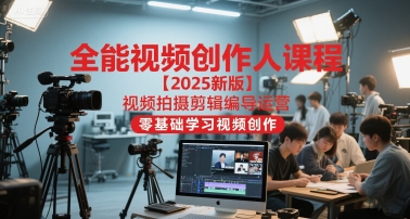 全能视频创作人课程【2025新版】视频拍摄剪辑编导运营，零基础学习视频创作网赚项目-副业赚钱-互联网创业-资源整合御文网赚