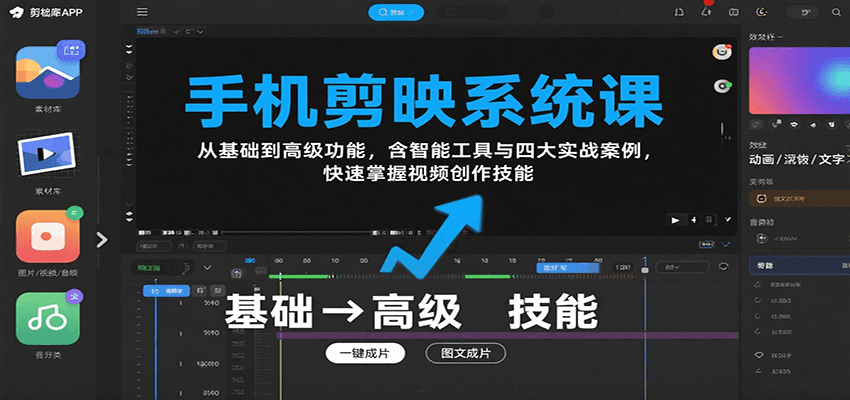 手机剪映系统课，从基础到高级功能，含智能工具与四大实战案例，快速掌握视频创作技能网赚项目-副业赚钱-互联网创业-资源整合御文网赚