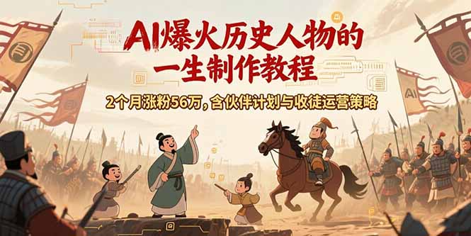 AI历史人物赛道课程，2个月涨粉56万，含伙伴计划与收徒运营策略网赚项目-副业赚钱-互联网创业-资源整合御文网赚