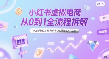 小红书虚拟电商从0到1全流程拆解，手把手教你复制，新手小白也能轻松月入过W网赚项目-副业赚钱-互联网创业-资源整合御文网赚