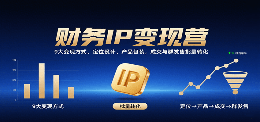 财务IP变现营：9大变现方式、定位设计、产品包装，成交与群发售批量转化网赚项目-副业赚钱-互联网创业-资源整合御文网赚