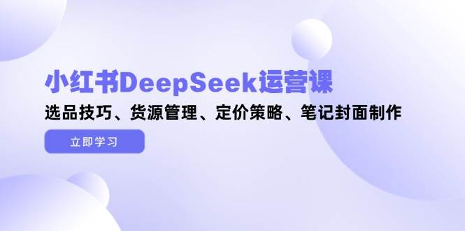 小红书DeepSeek运营课，选品技巧、货源管理、定价策略、笔记封面制作网赚项目-副业赚钱-互联网创业-资源整合御文网赚
