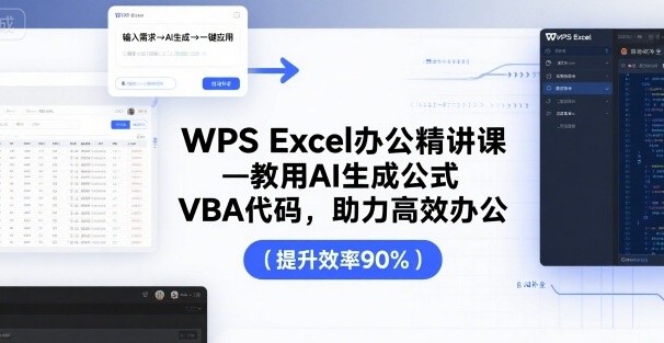 WPS Excel办公精讲课，教用 AI 生成公式，VBA 代码，助力高效办公网赚项目-副业赚钱-互联网创业-资源整合御文网赚