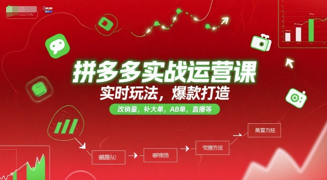 拼多多实战运营课，实时玩法，爆款打造，改销量，补大单，AB单，直播等(更新2025月)网赚项目-副业赚钱-互联网创业-资源整合御文网赚
