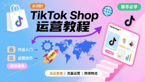 TikTok Shop从0到1运营教程，TikTok跨境电商新手必学课程网赚项目-副业赚钱-互联网创业-资源整合御文网赚