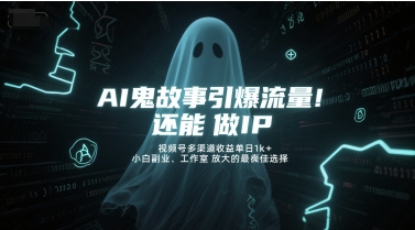 AI鬼故事引爆流量，还能做IP，视频号多渠道收益单日1k+，小白副业、工作室放大的最佳选择网赚项目-副业赚钱-互联网创业-资源整合御文网赚