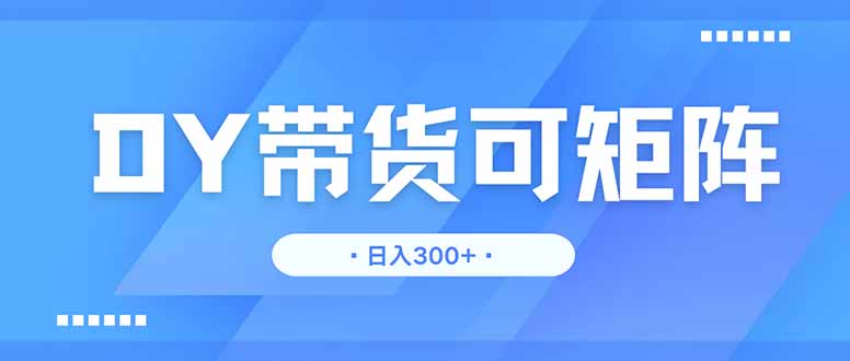 DY带货，日入300＋矩阵无上限网赚项目-副业赚钱-互联网创业-资源整合御文网赚