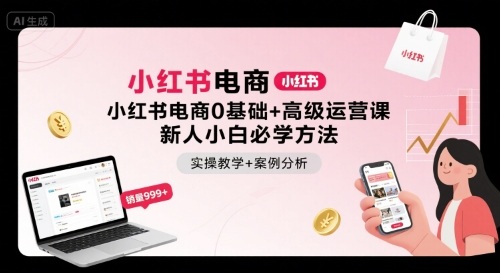 小红书电商0基础+高级运营课，新人小白必学方法，实操教学+案例分析网赚项目-副业赚钱-互联网创业-资源整合御文网赚